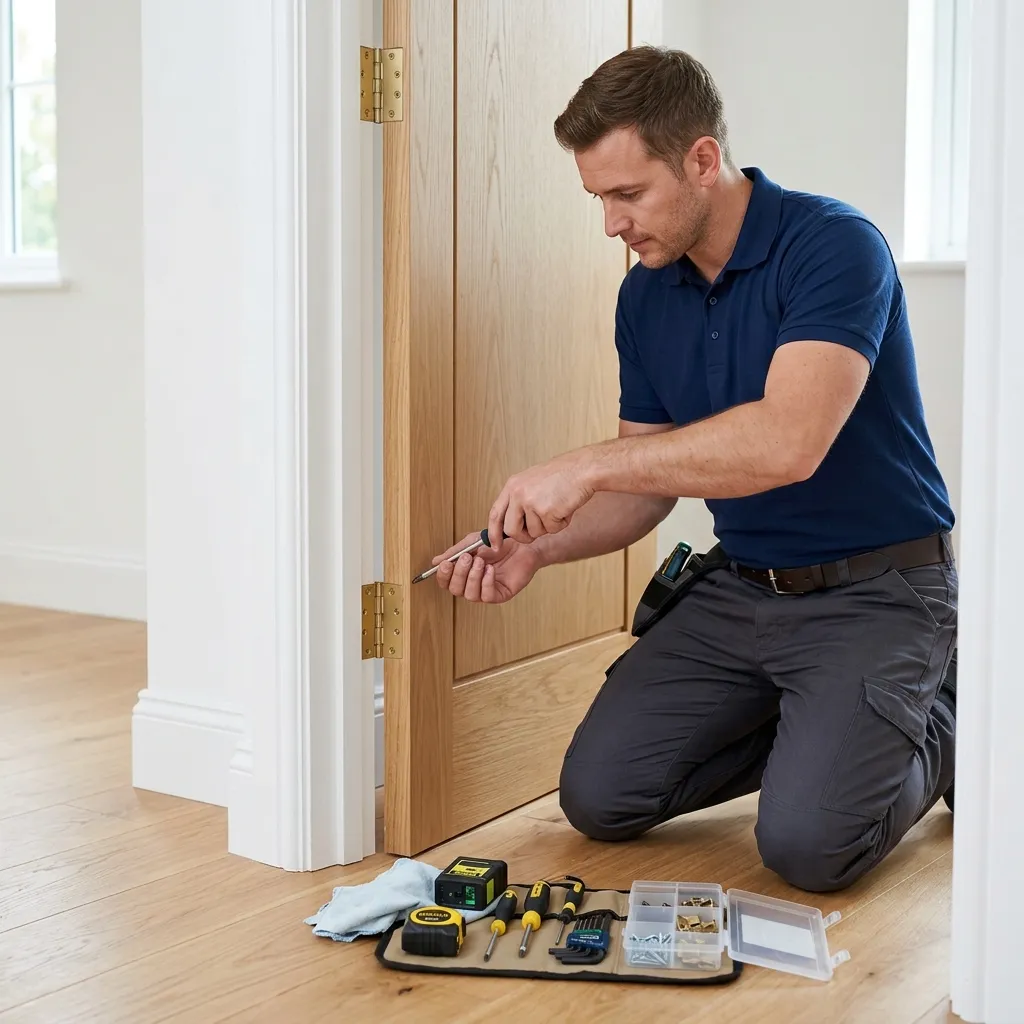 Ajuste de bisagra de puerta de paso en vivienda de Madrid