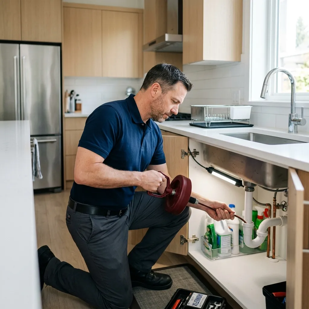 Desatasco de tubería en vivienda de Madrid